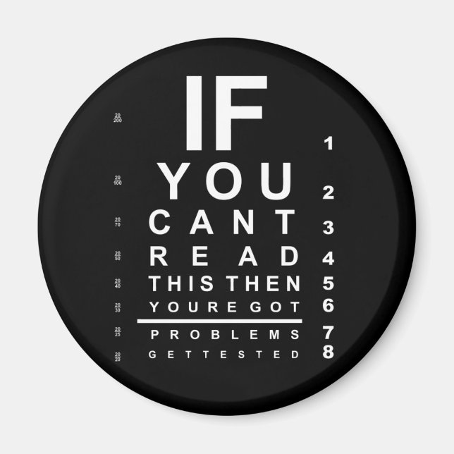 Om du läser det här öga-testdiagrammet - Mörk Magnet (Framsidan)