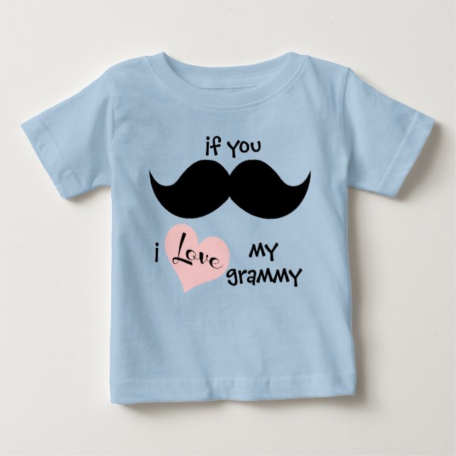 Om du MUSTACHE, i KÄRLEK min grammy (rosa hjärta) Tröja (Framsida)