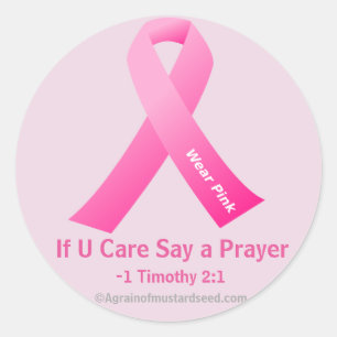 Om du säger en Prayer Rosa Ribbon Runt Klistermärke