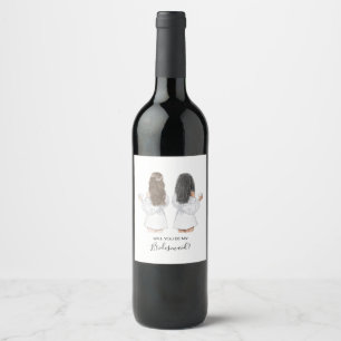 Om du ska vara min bridesaid vin-etikett vinflaska etikett