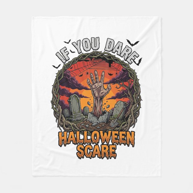 Om Du Vågar Halloween Skräm Zombie Hand Gravsten_ Fleecefilt (Framsidan)