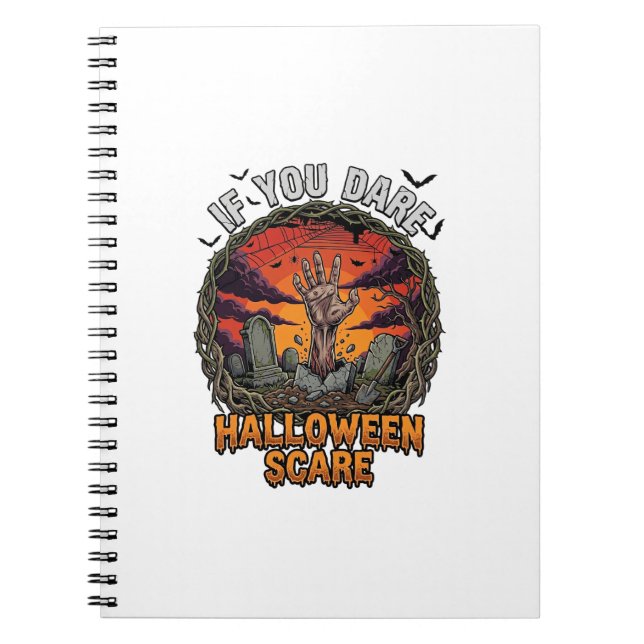 Om Du Vågar Halloween Skrämma Zombie Hand Gravsten Anteckningsbok (Framsidan)