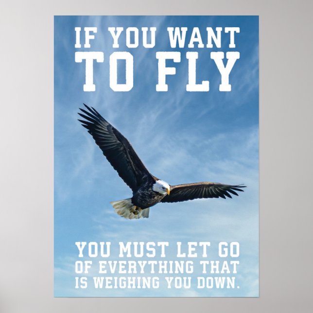 Om du vill flyga, Eagle, Gym, Hustle, Success Po Poster (Framsidan)