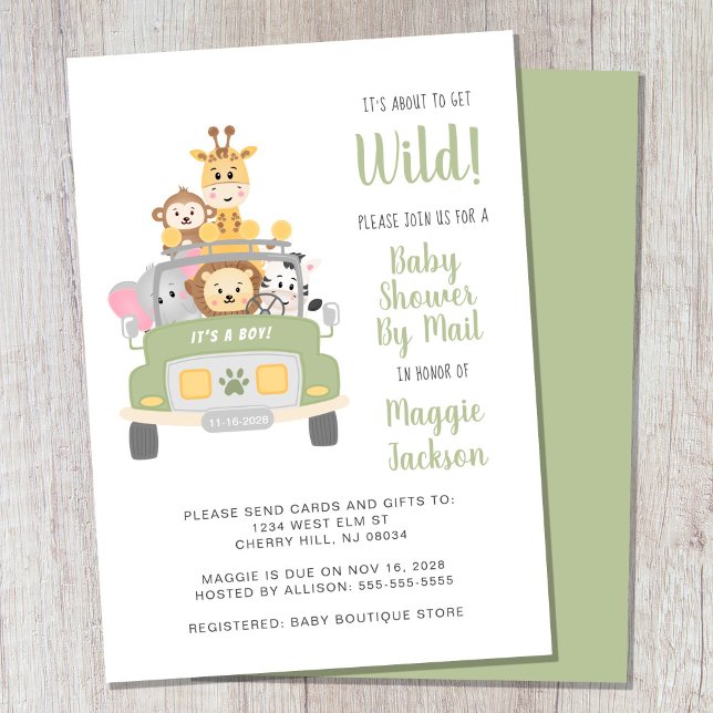 Om du vill hämta Vild Safari Baby Shower med post Inbjudningar (Skapare uppladdad)