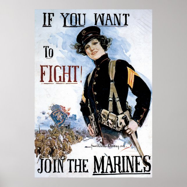 Om du vill kämpa Går med du marinerna Poster (Framsidan)