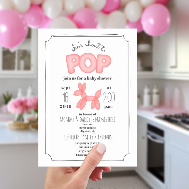 Om du vill stoppa Rosa Ballon Animal Baby Shower Inbjudningar (Skapare uppladdad)