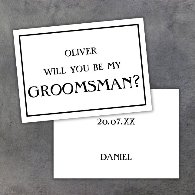 Om du vill vara min Groomsman Frieri svart. Inbjudningar (will you be my  groomsman proposal card minimalist black and white)