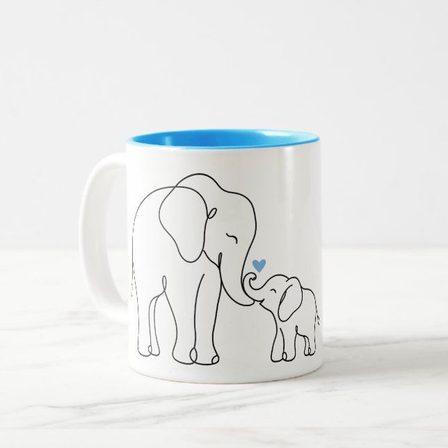 Öm elefantomfamning Två-Tonad mugg (Framsida vänster)