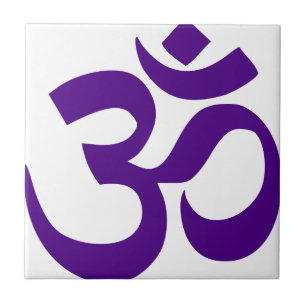 Om eller Aum symbol (indigoblå färg) Kakelplatta