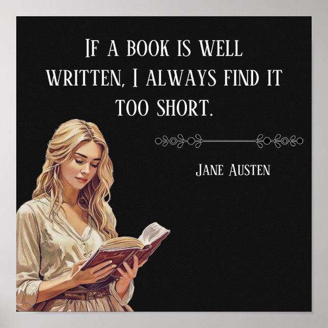 Om en bok är väl skriven .. Jane Austen citat Poster (Framsidan)