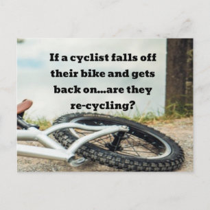 Om en cyklist faller av cykeln och går tillbaka vykort