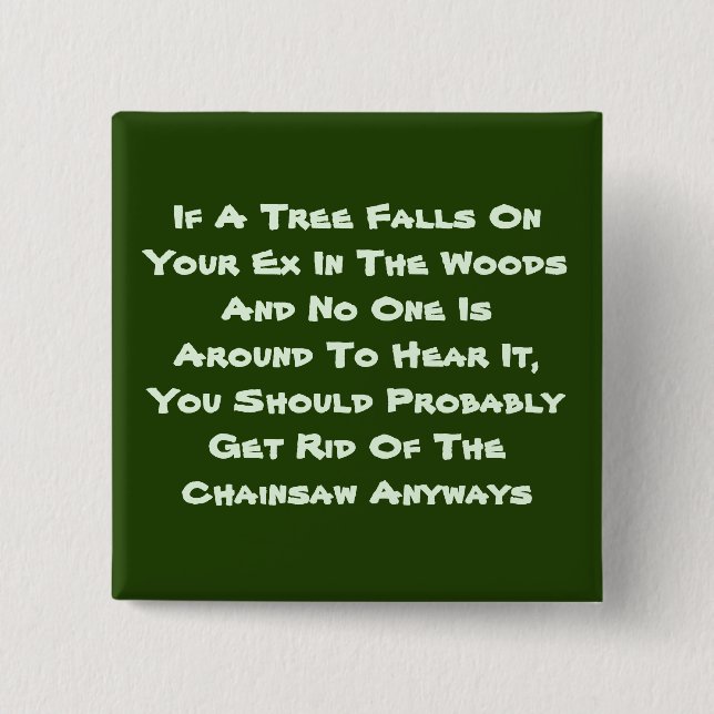 Om en kvadratisk knapp för Träd faller (Framsida)