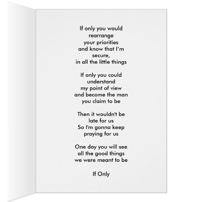 "Om endast" uttryckskort Hälsningskort (Insidan (Höger))