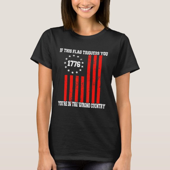 Om Flagga Triggers Betsy Ross American Flagga 177 T Shirt (Framsida)