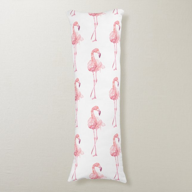 Öm Flamingo-serie Design 2 Kroppskudde (Framsidan Vertikal)