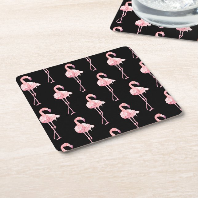 Öm Flamingo Serie Design 2 Underlägg Papper Kvadrat (Vinklad)