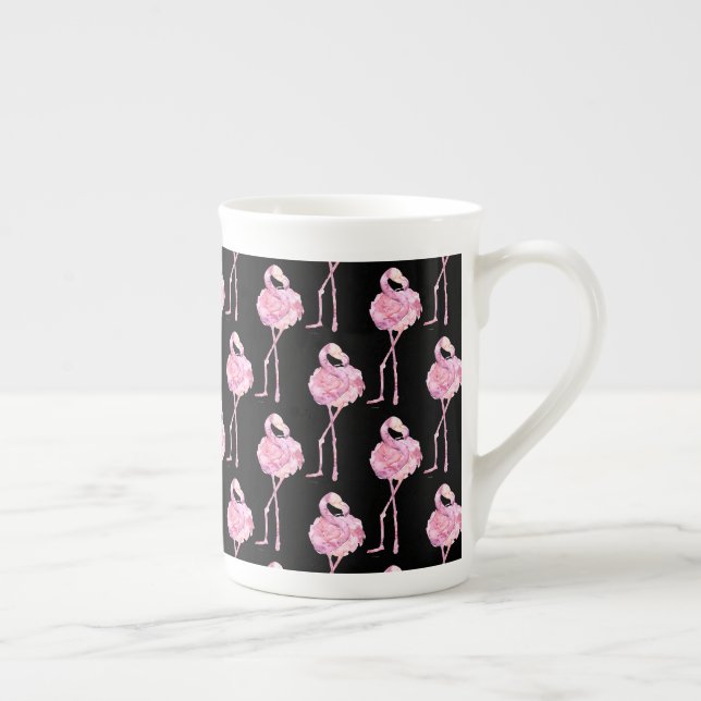 Öm Flamingo-serie Design 3 Benporslin Mugg (Höger)