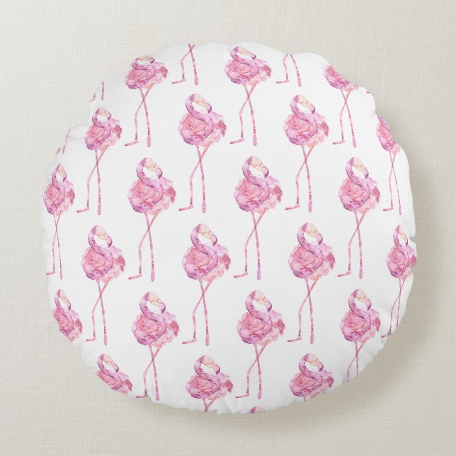Öm Flamingo Serie Design 3  Rund Kudde (Framsidan)