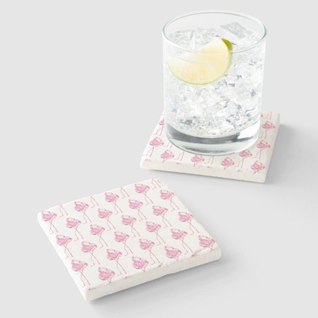 Öm Flamingo Serie Design 3  Stenkoaster Stenunderlägg (Sidan)