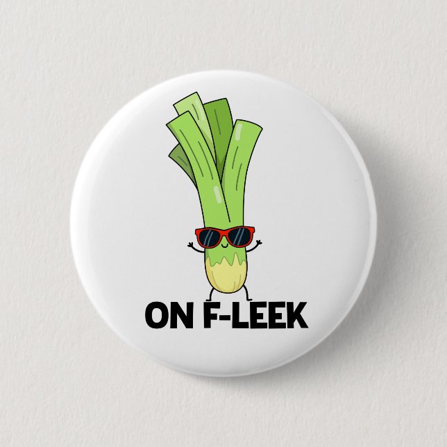 Om Fleek Funny Veggie Leek Pun Knapp (Framsida)