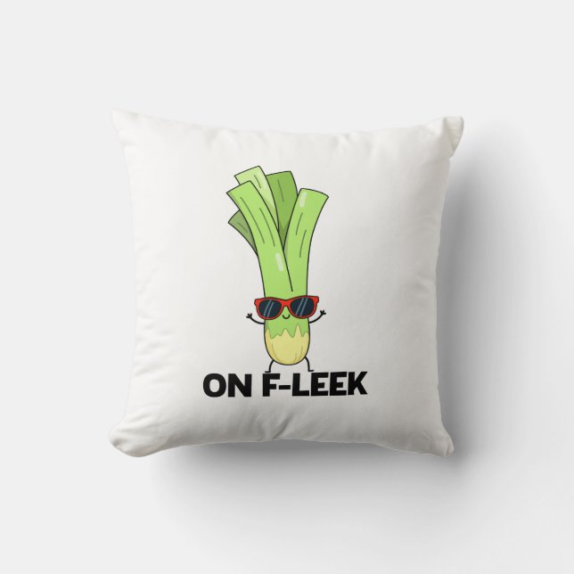 Om Fleek Funny Veggie Leek Pun Kudde (Framsida)