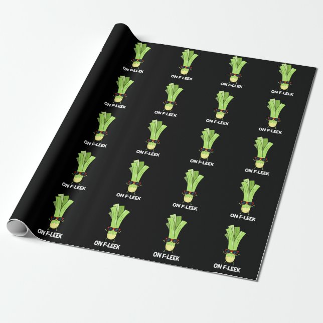 Om Fleek Funny Veggie Leek Pun Mörk BG Presentpapper (Utrullad)