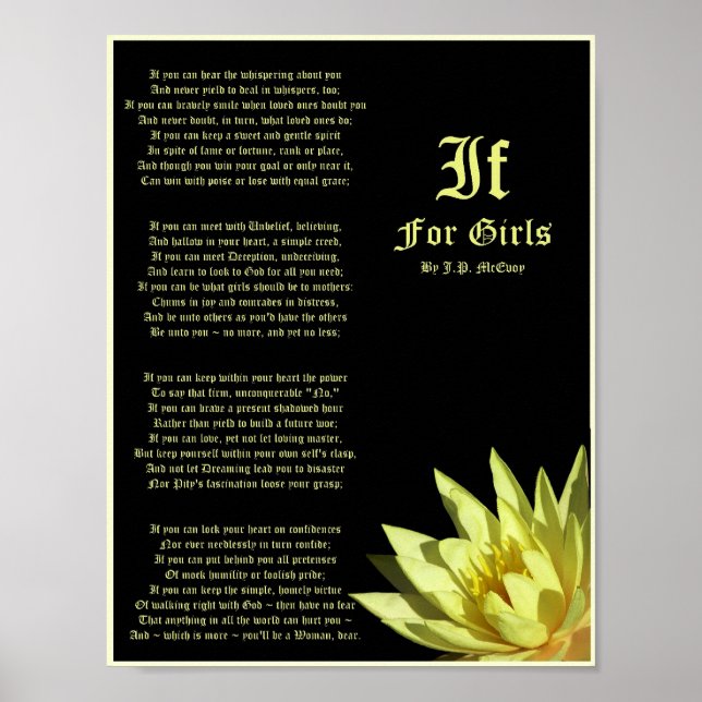 Om för flickor, Dikt från J.P. McEvoy Print Poster (Framsidan)