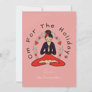 'Om For The Holidays' Familj Yoga Högtidskort Julkort