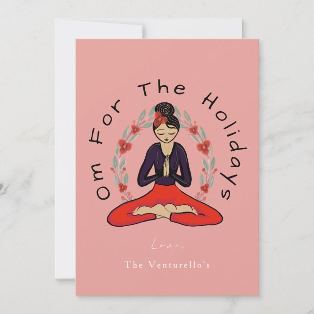 'Om For The Holidays' Family Yoga Holiday Card Julkort (Framsida)