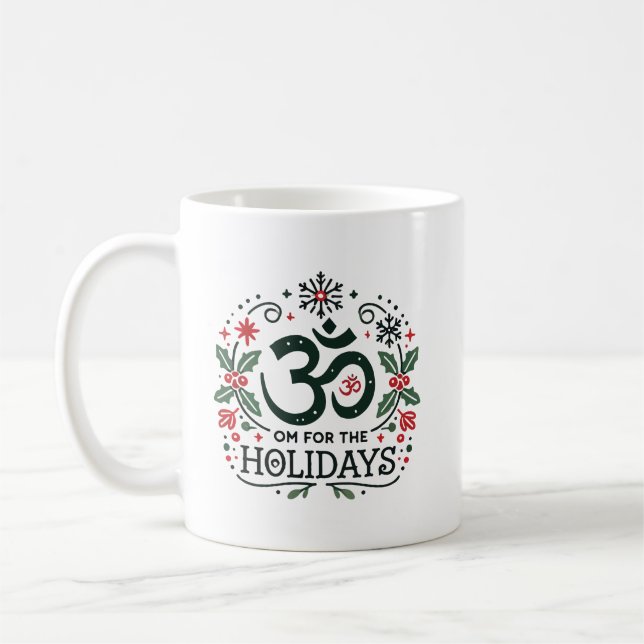 Om for the Holidays - Om Symbol Floral Kaffemugg (Vänster)