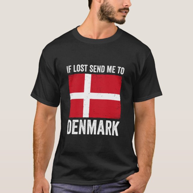 Om Förlorad Skicka Mig till Danmark T Shirt (Framsida)