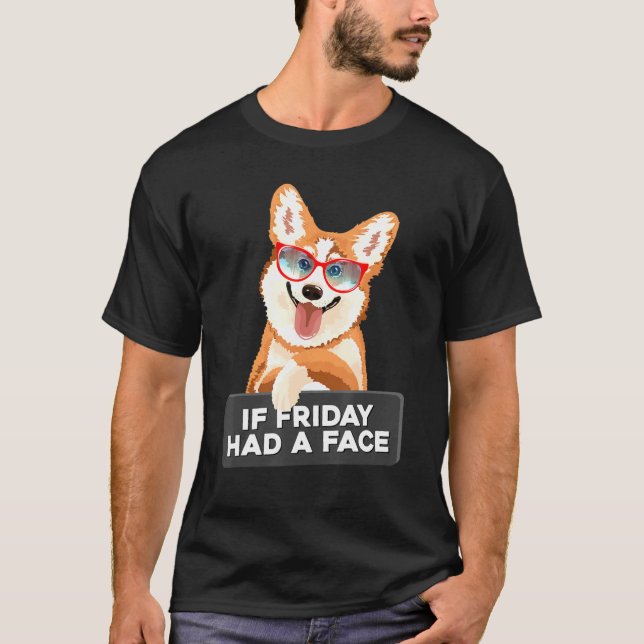 Om Fredag hade Ansikte fluffy och Cudely Corgi T Shirt (Framsida)