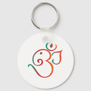 Om-ganpati-grönt-orange Nyckelring