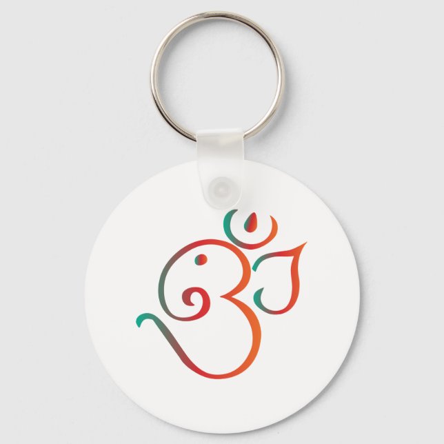 Om-ganpati-grönt-orange Nyckelring (Framsida)