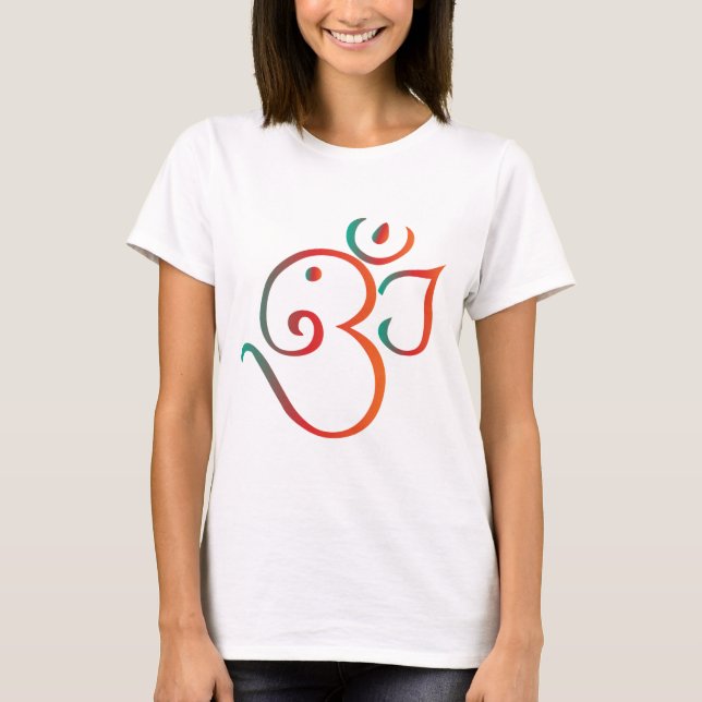 Om-ganpati-grönt-orange T-shirt (Framsida)