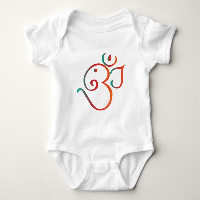 Om-ganpati-grönt-orange T-shirt (Framsida)
