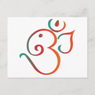 Om-ganpati-grönt-orange Vykort