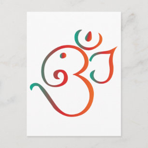 Om-ganpati-grönt-orange Vykort