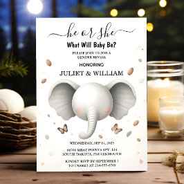 om Genderna Big Zoo Baby White Elephant Birth Reve Inbjudningar