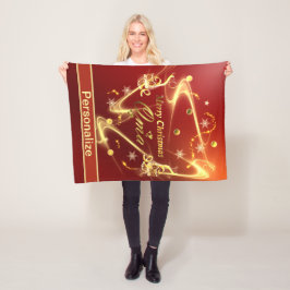 om golden christmas text fleecefilt