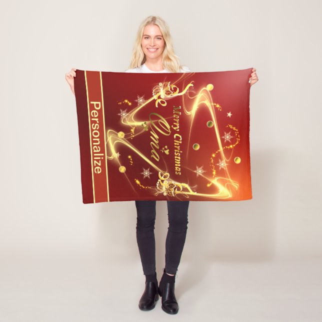 om golden christmas text fleecefilt (På plats)