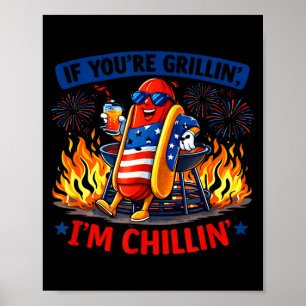 Om grillning chillande BBQ het hund humor rolig Poster