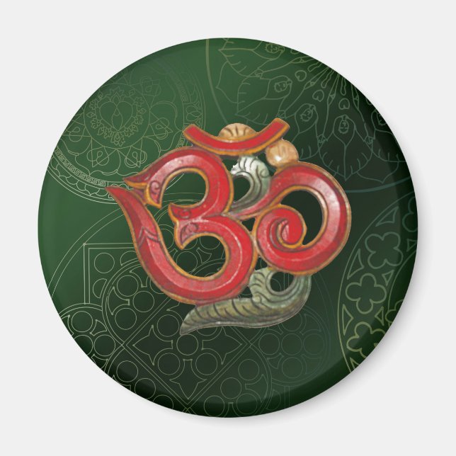 OM grönt red yoga hindu Magnet (Framsidan)