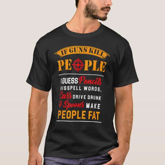Om Gun S-Dödan Pencil miss Spell Ord T Shirt (Framsida)