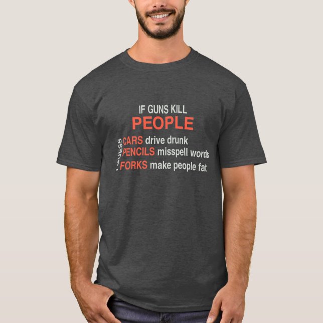 Om Guns Döda People Cars Pencil Forks T Shirt (Framsida)