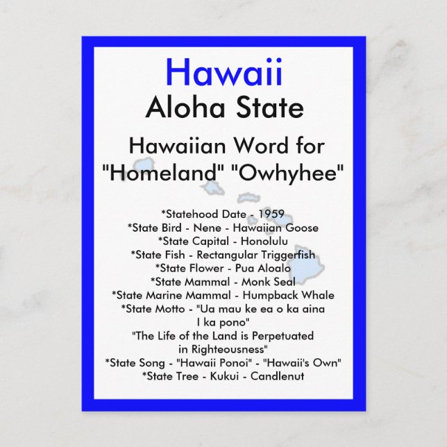 Om Hawaii Vykort (Framsida)