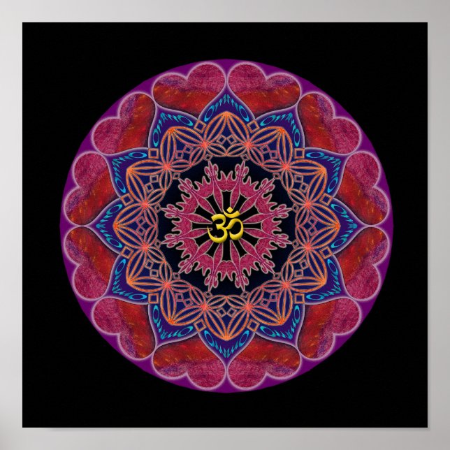 Om Heart Mandala Poster (Framsidan)