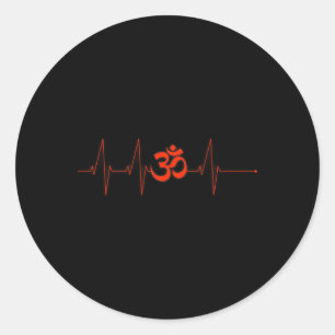 Om Heartbeat Rolig Sacred Ohm Yoga Meditation Cool Runt Klistermärke