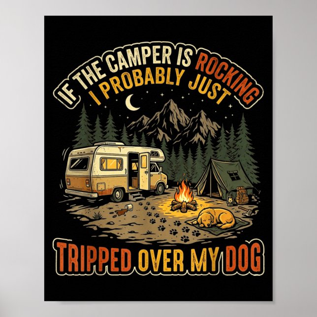 Om husvagnen gungar rolig hund camping  poster (Framsidan)
