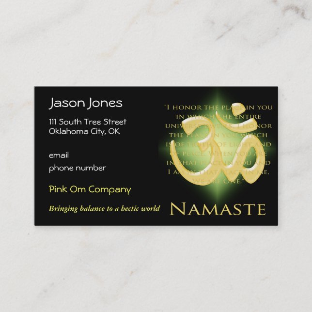 Om i Black & Guld - Namaste Tidsbeställning Kort (Framsida)